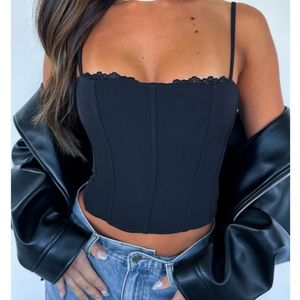 White fox corset love me harder bustier xs black